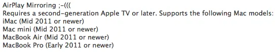 AirPlay Mirroring requires