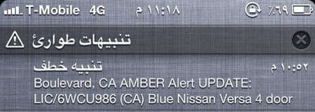 Amber Alert sms