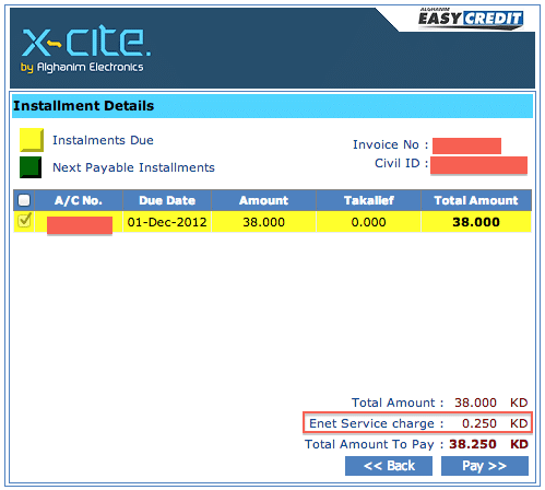 Enet Service Charge