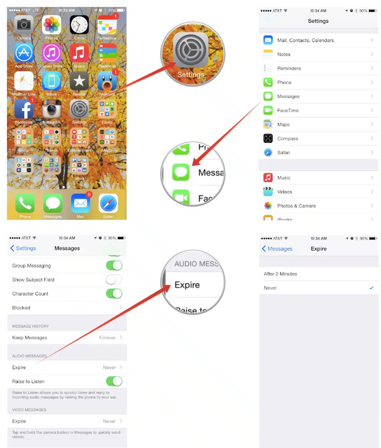 كيف يمكن جعل الرسائل الصوتية تحذف تلقائيا على ال iOS 8 2 audio_messages_expire_settings_howto