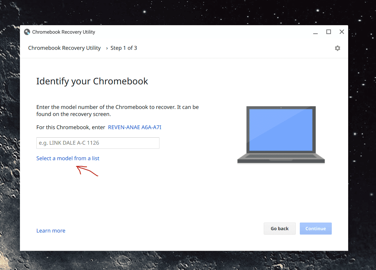 Chromebook Recovery Utility setup