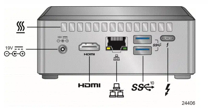 Intel NUC 8 Gen from back Intel NUC 8 Gen from back