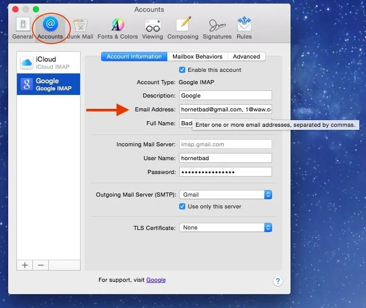 طريقة إضافة جميع الإيملات لبرنامج ميل في الماك بأسهل طريقة ممكنة Email Alias 5 MacMail