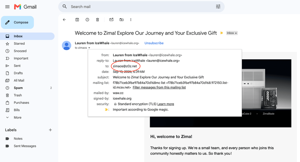 طريقة تعاملي مع المواقع التي تطلب ايميل 2 email from ZimaOS